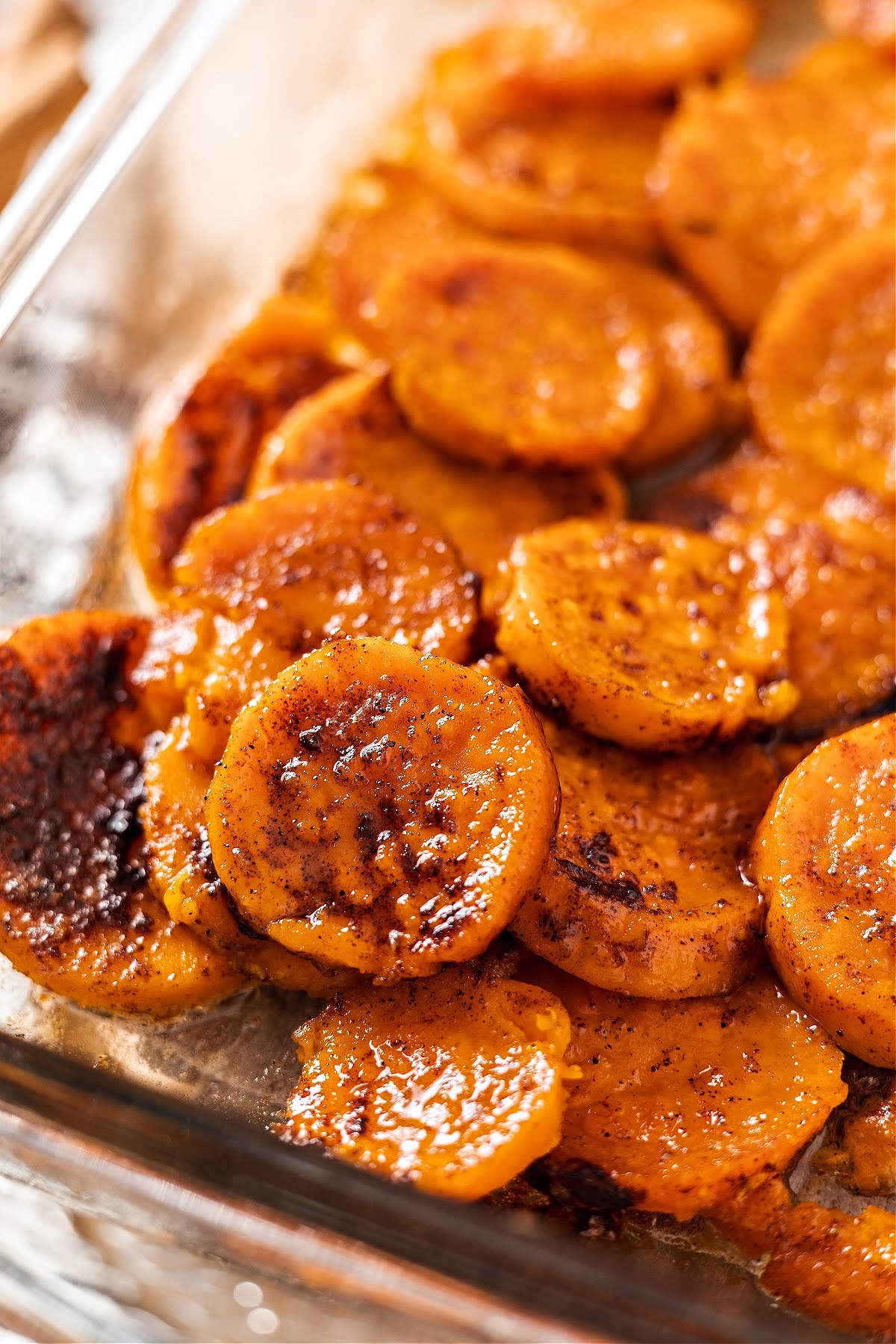 southern style candied yams in a baking dish