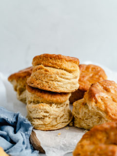A Pile of Freshly-Baked Vegan Biscuits on a Piece of Wax Paper