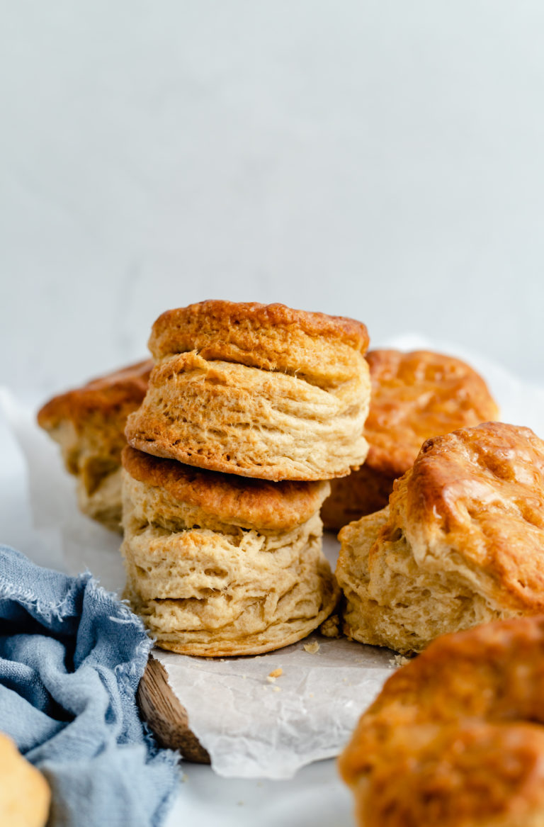 A Pile of Freshly-Baked Vegan Biscuits on a Piece of Wax Paper