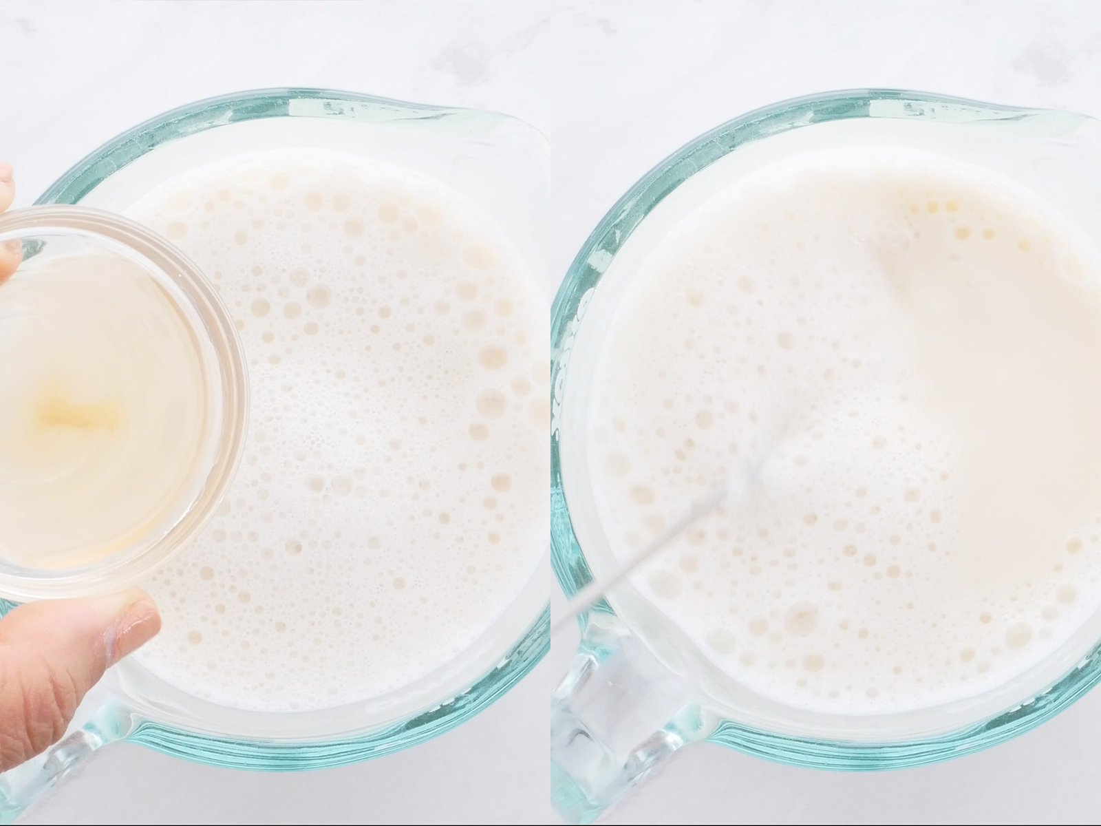 Step by step of making vegan buttermilk