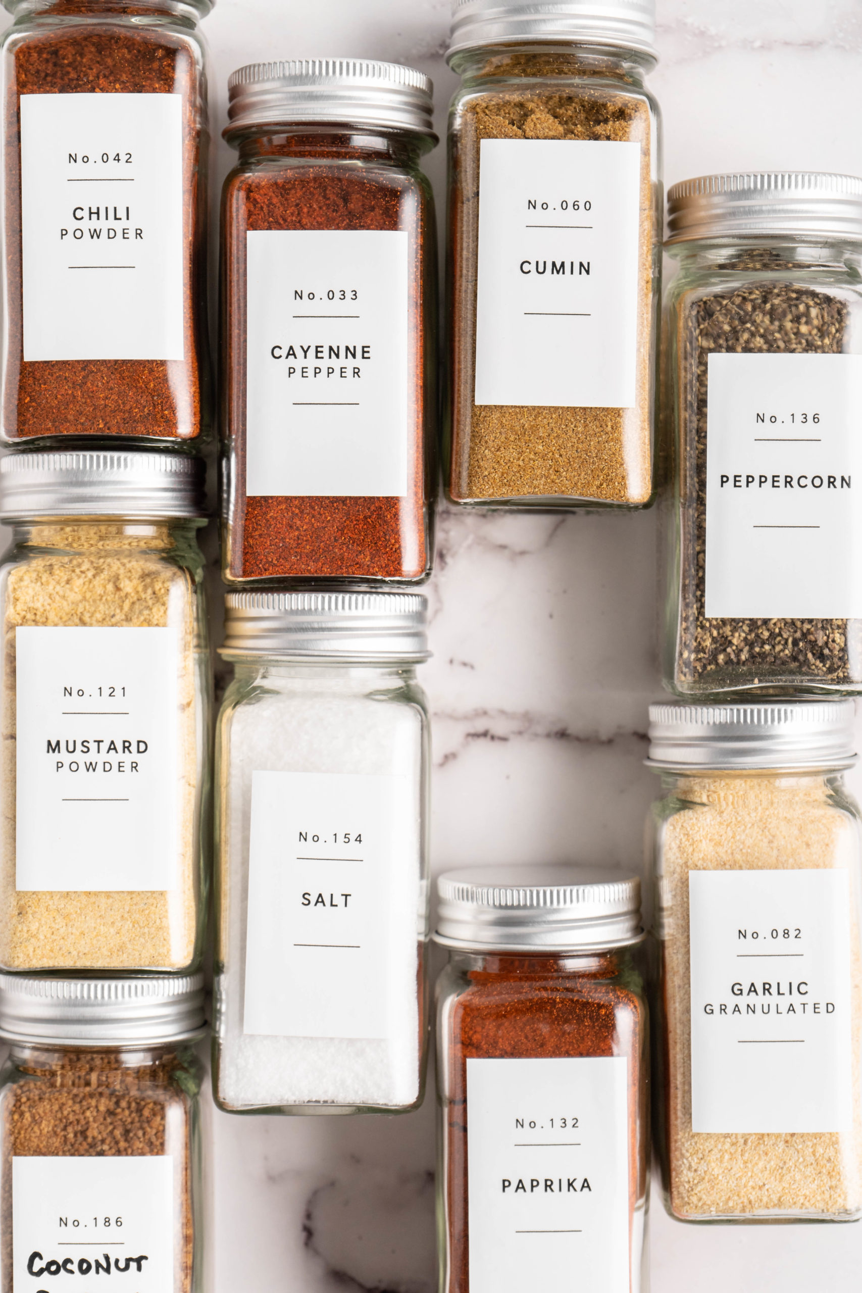 BBQ spice rub ingredients in spice jars