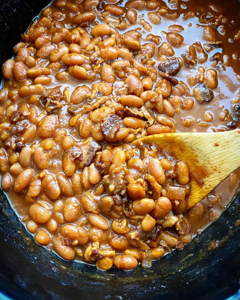 homemade baked beans in the slow cooker