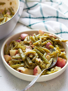 green beans and potatoes in bowl