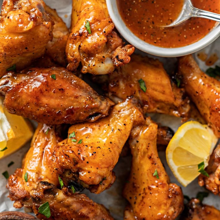 close up shot of Honey Lemon Pepper Wings