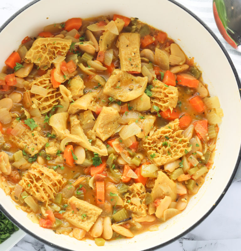 A pot of beef tripe and beans