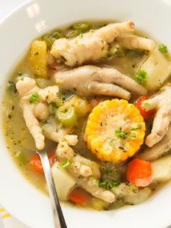 A bowl of delicious chicken feet soup