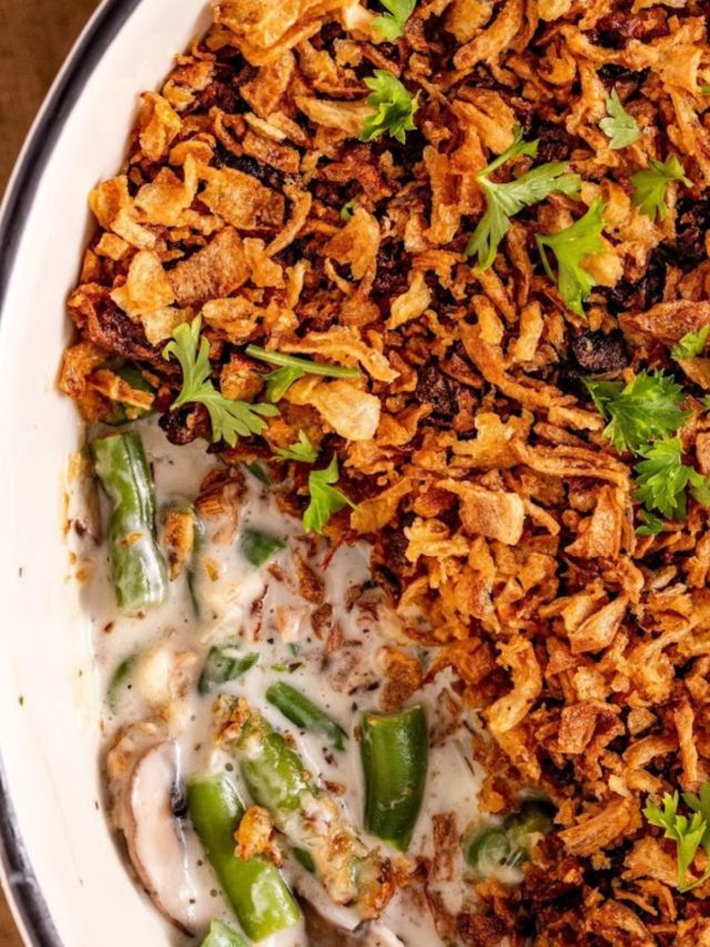 close-up of Southern Green Bean Casserole