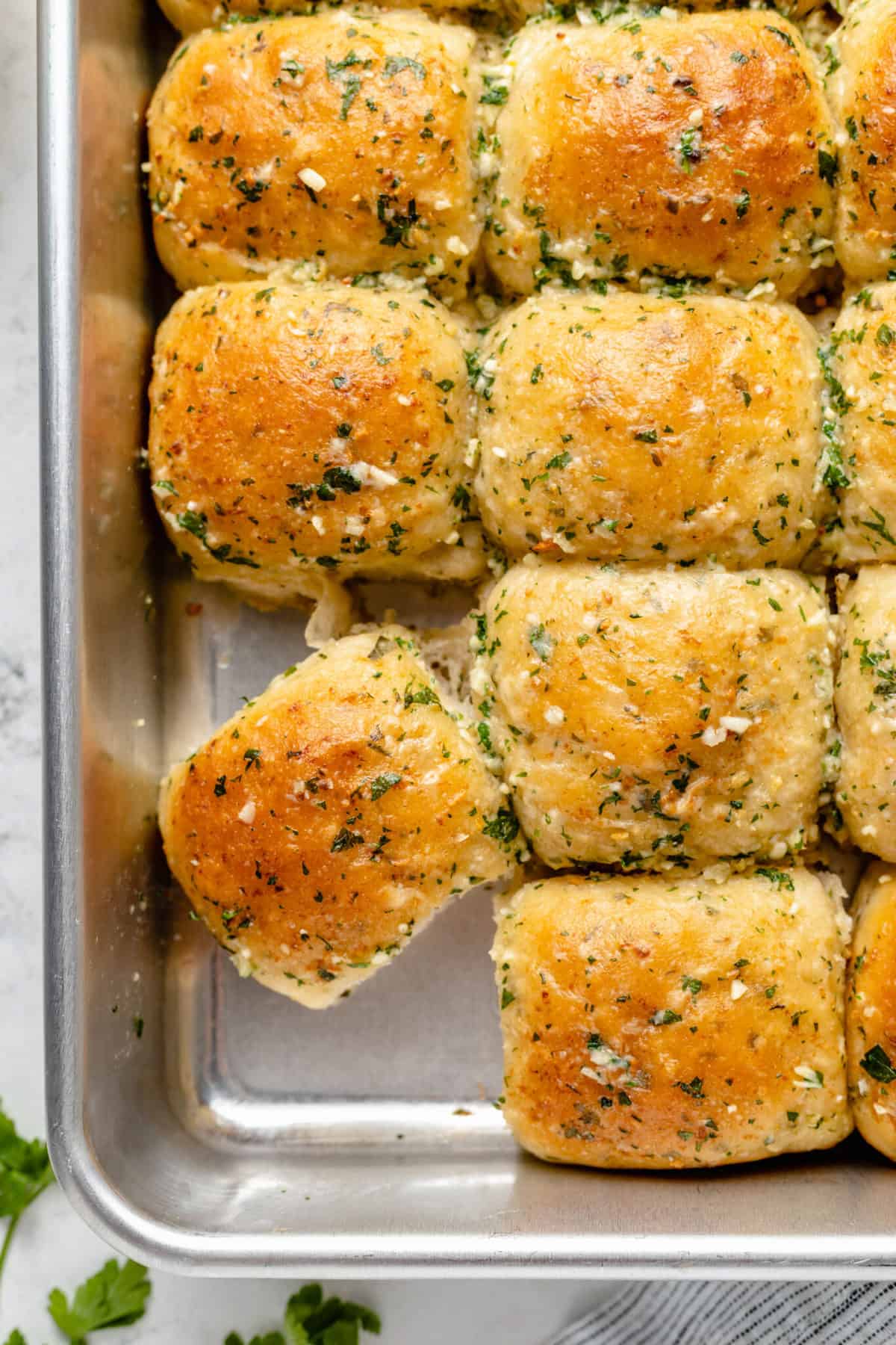 Overhead view of vegan dinner rolls