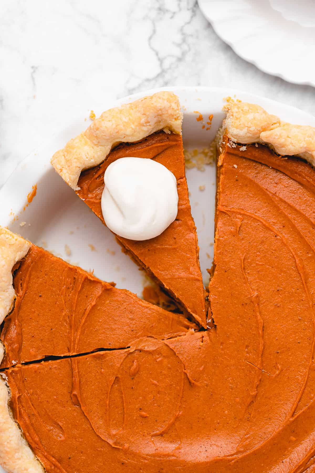 Overhead view of vegan sweet potato pie