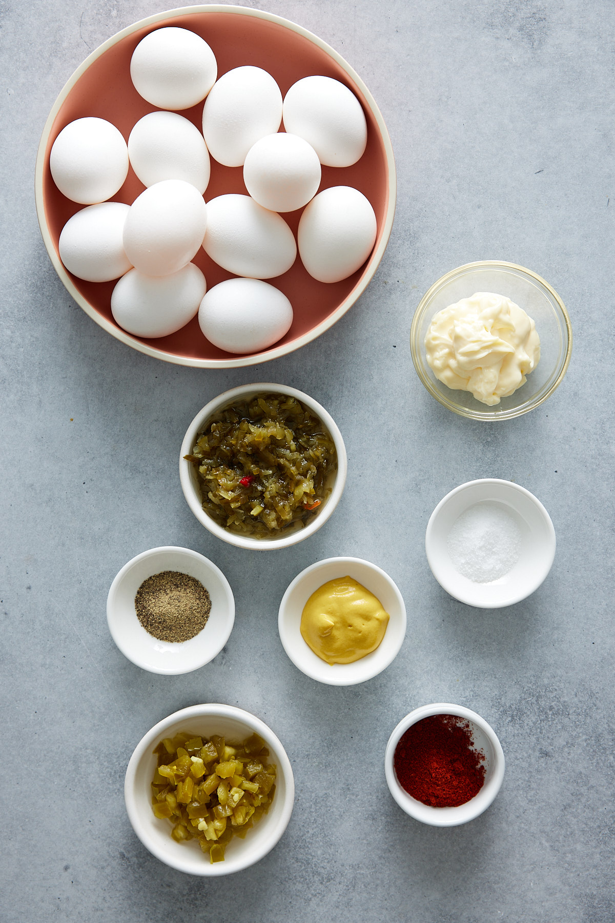 ingredients for southern deviled eggs on table
