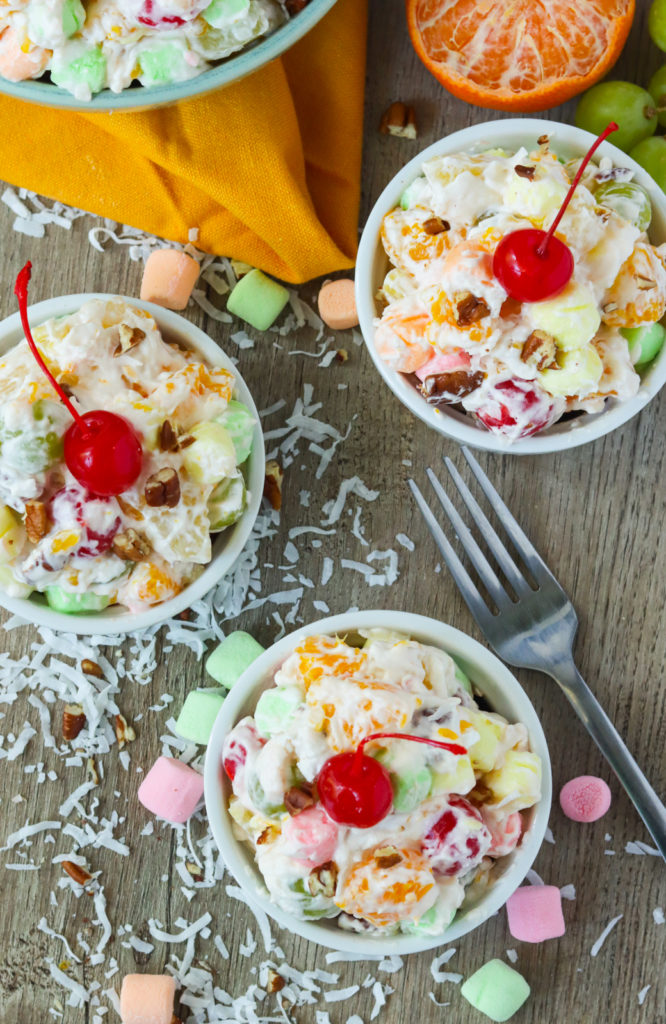 Individual servings of the best ambrosia salad