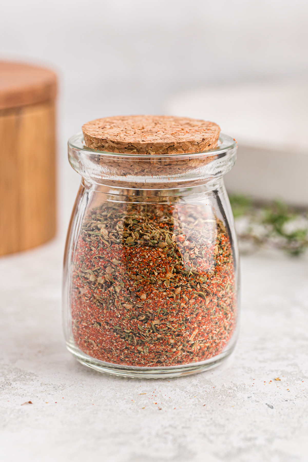 Blackened spice in an air tight glass container