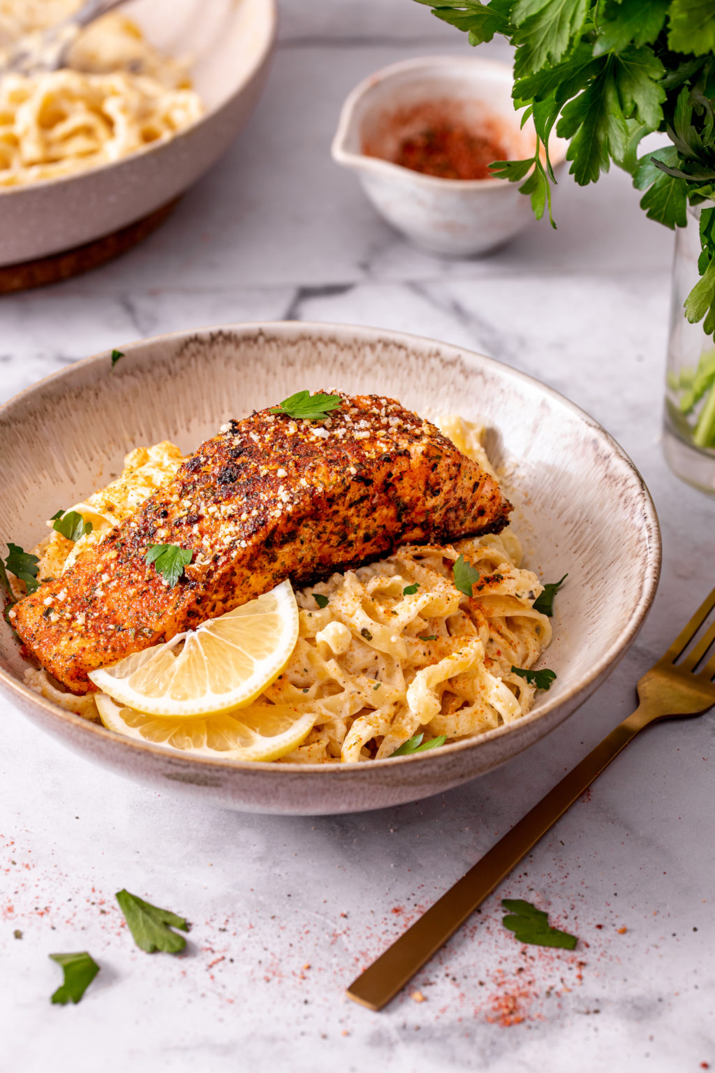 Cajun Salmon Alfredo Pasta