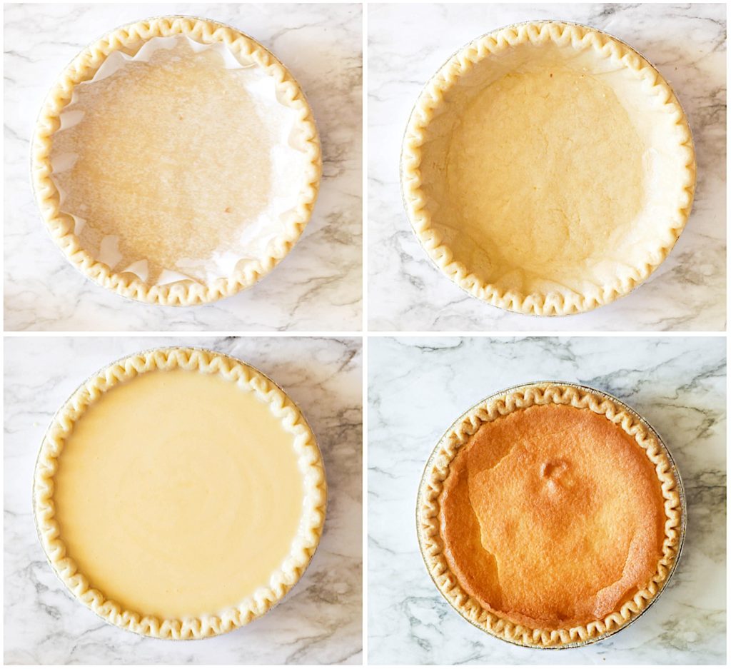 Fill the blind-baked crust and bake