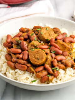 Red beans and rice in a bowl