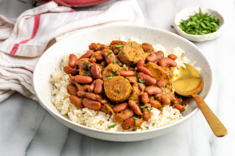 Red beans and rice in a bowl