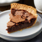 slice of chocolate chess pie on plate