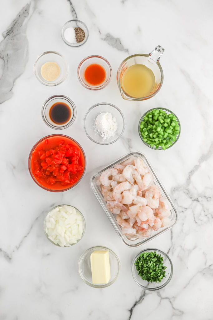 Ingredients to make shrimp creole
