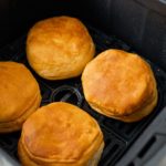 golden brown biscuits cooked in an air fryer
