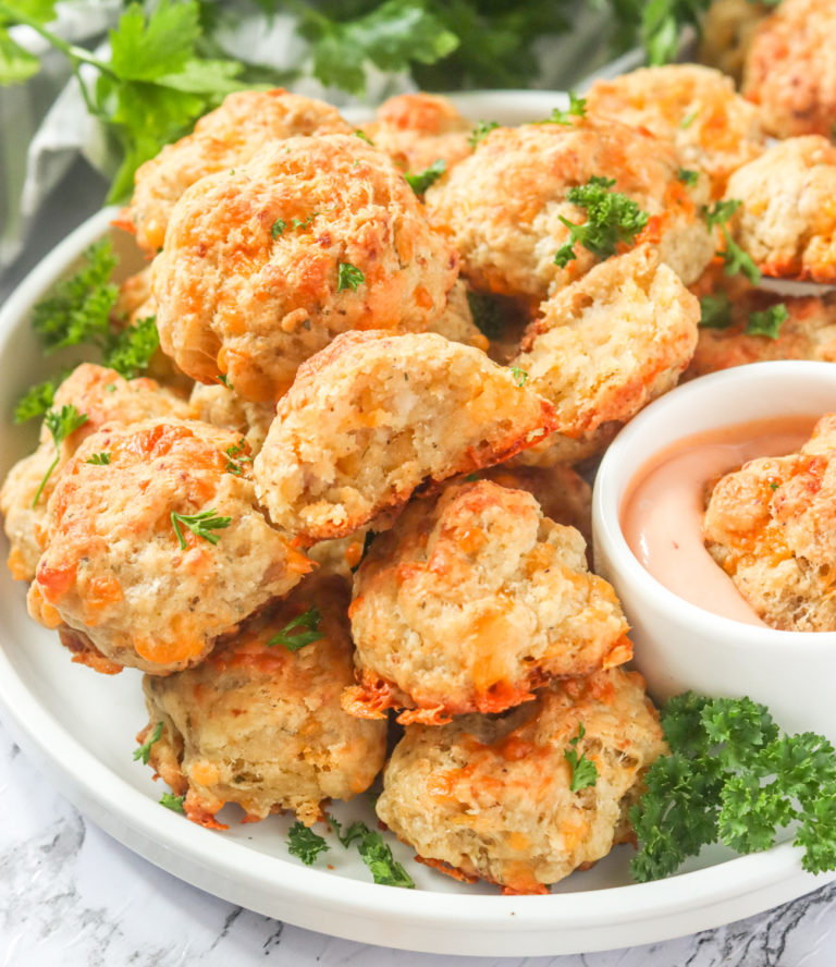 Sausage balls with remoulade sauce
