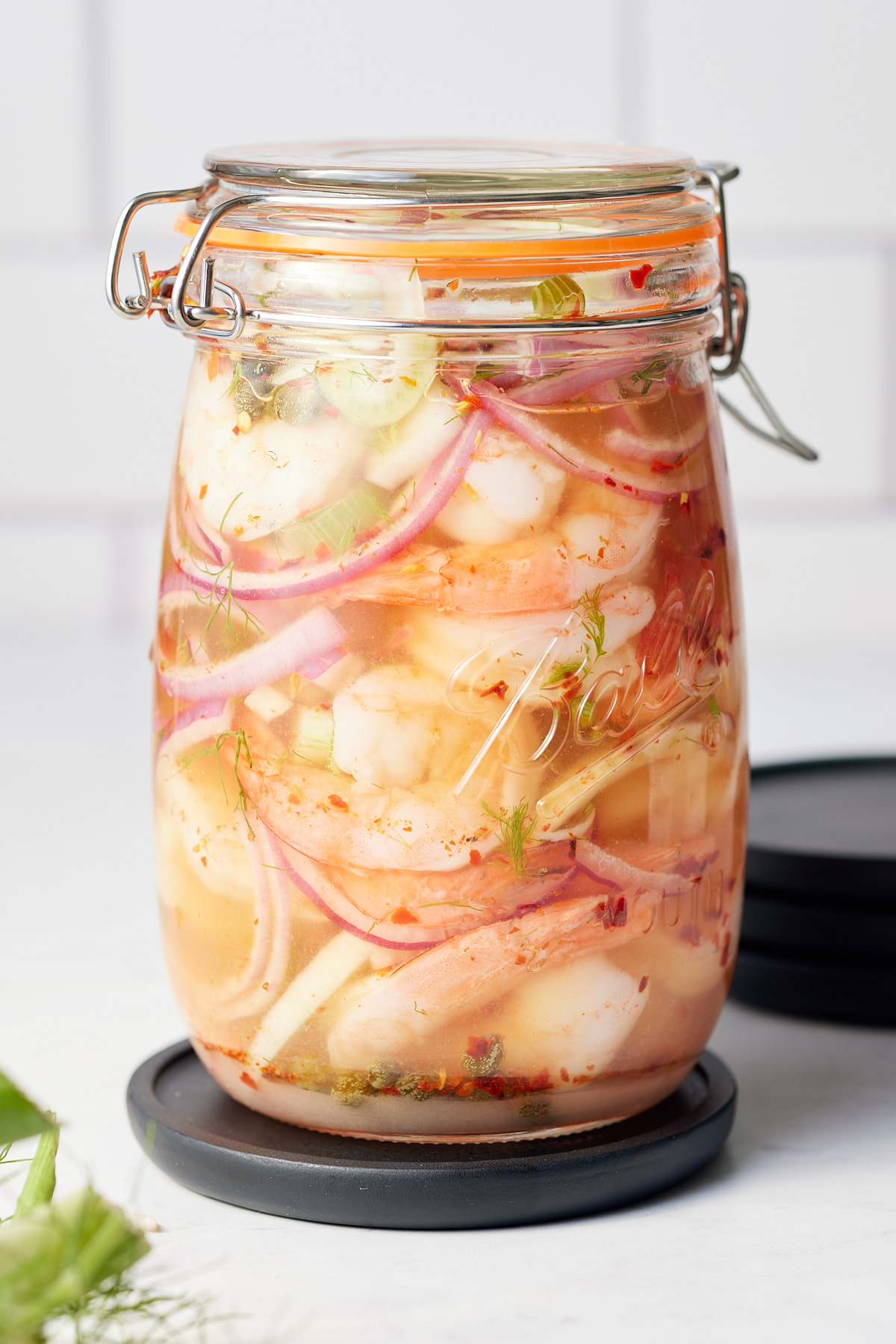 pickled shrimp in a jar