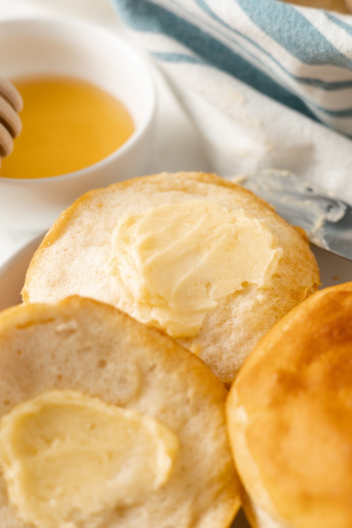 honey whipped butter on air fryer biscuits