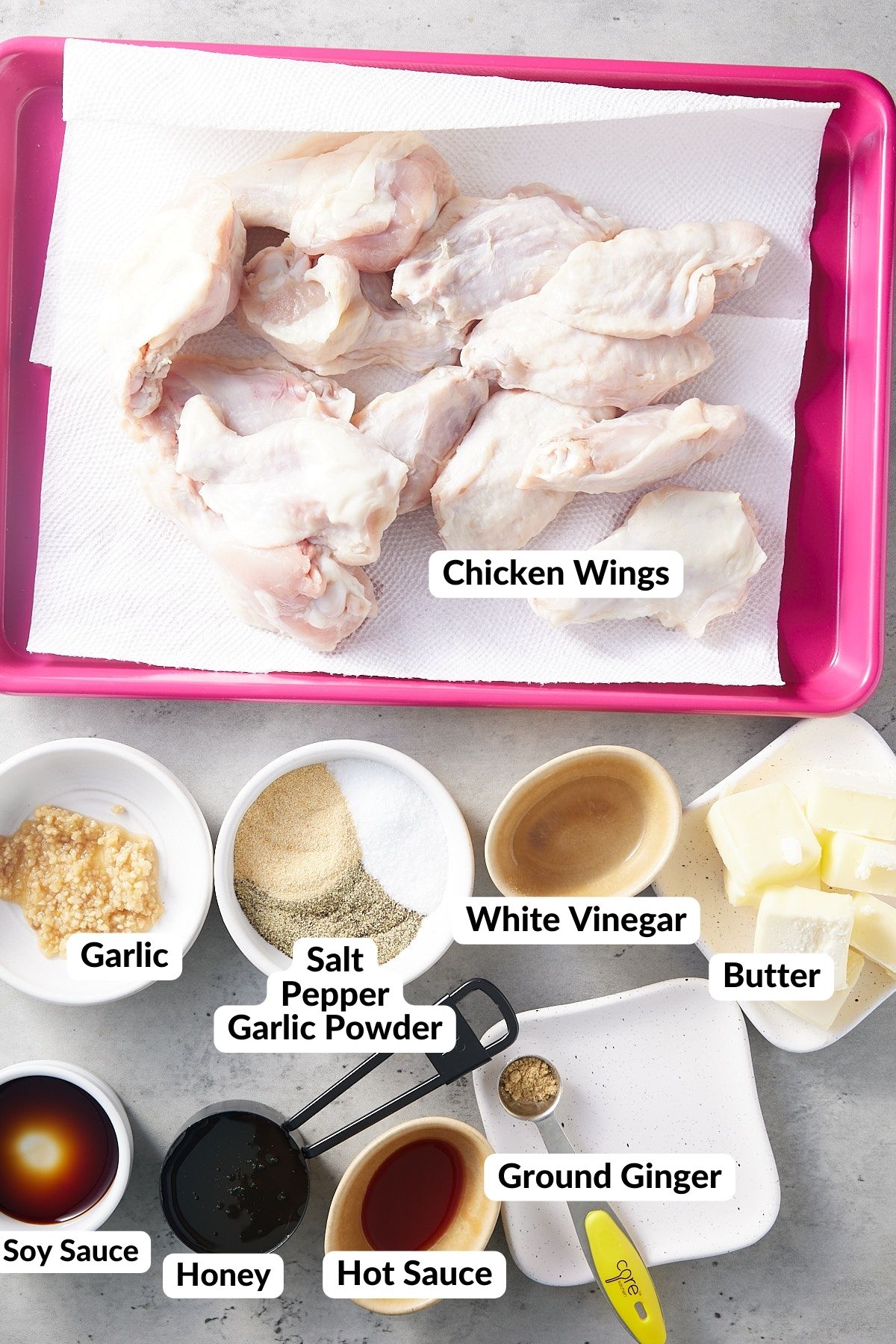 ingredients for honey garlic chicken wings 