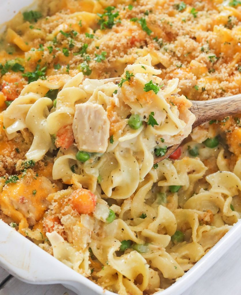 Digging into a mouthwatering tuna noodle casserole