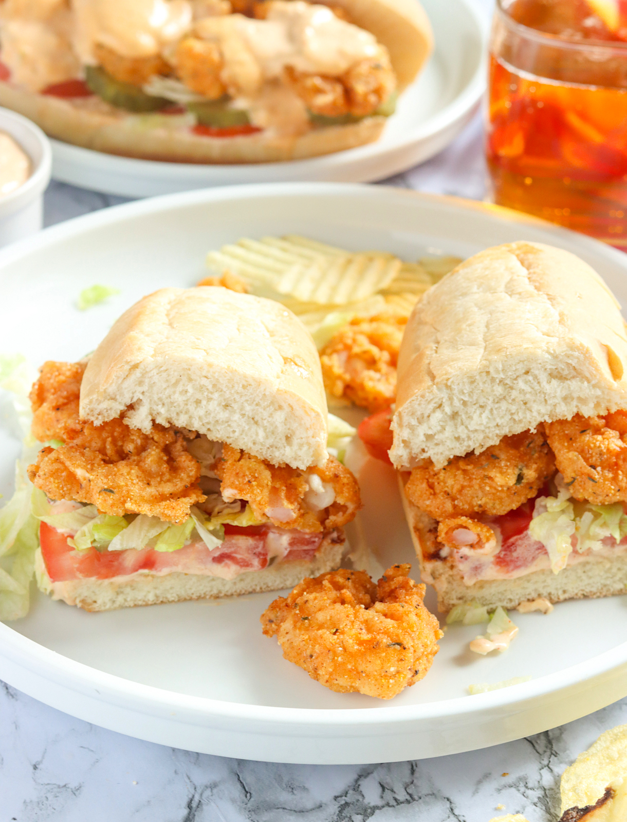 An insider's view of a mouthwatering po' boy sandwich