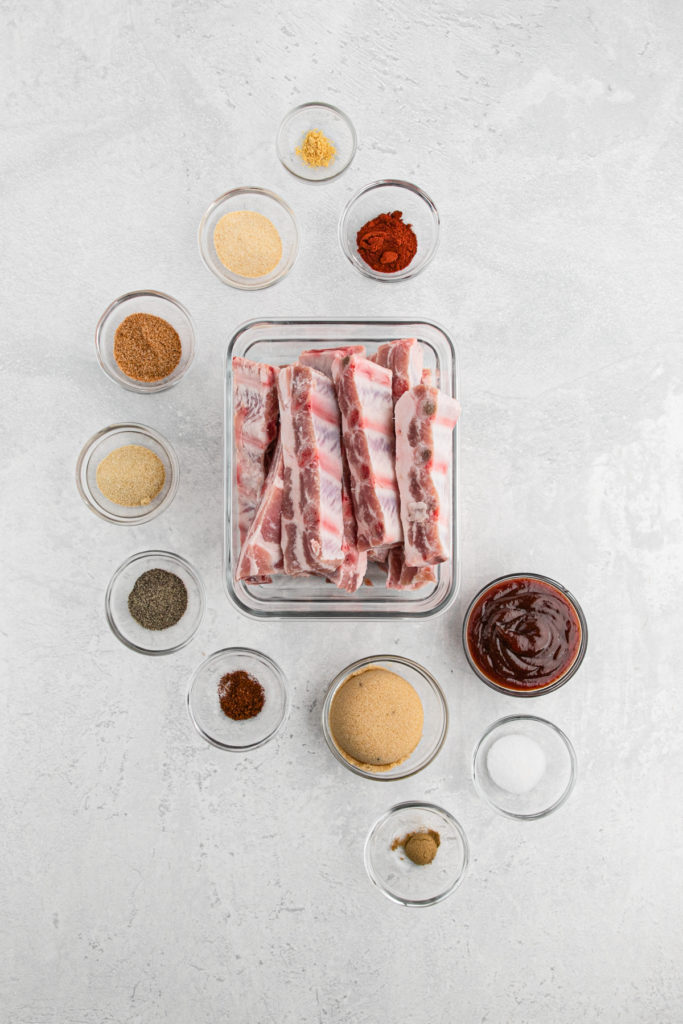 Ingredients to make pork rib tips