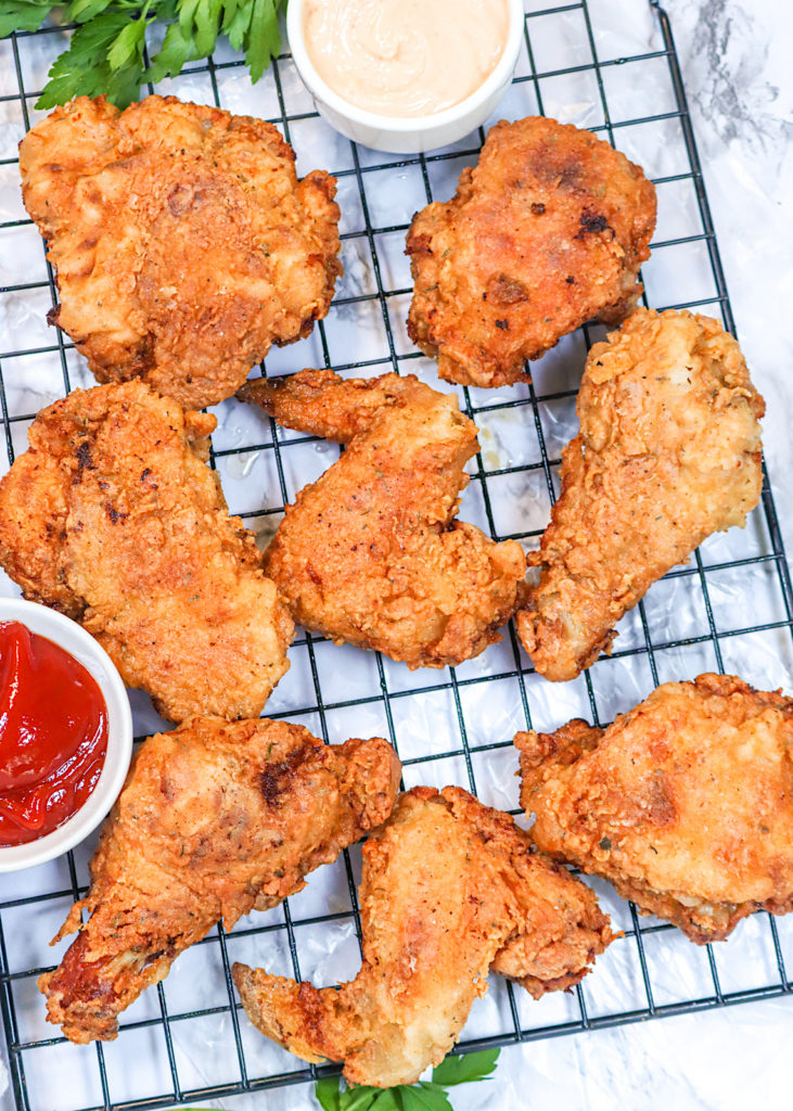 Freshly fried chicken for classic soul food
