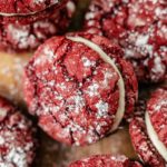 Red Velvet Cake Mix Cookies filled with cream cheese