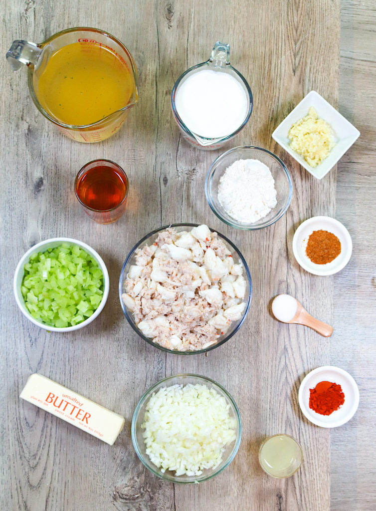 Recipe ingredients for a delicious she-crab soup
