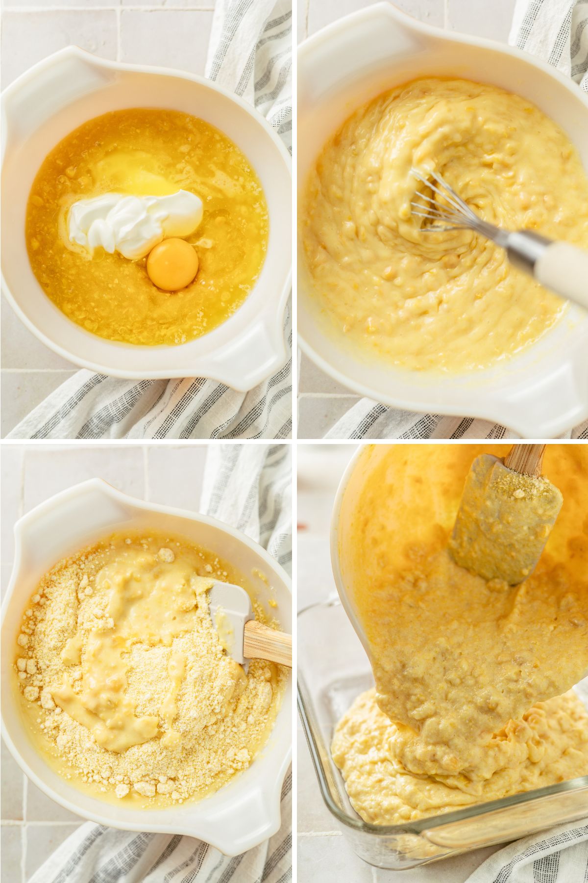 step-by-step instructions for how to make Jiffy Cornbread with Creamed Corn