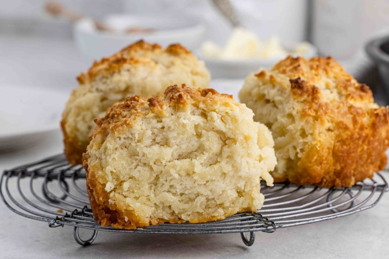Large cathead biscuits on a cooling wire rack