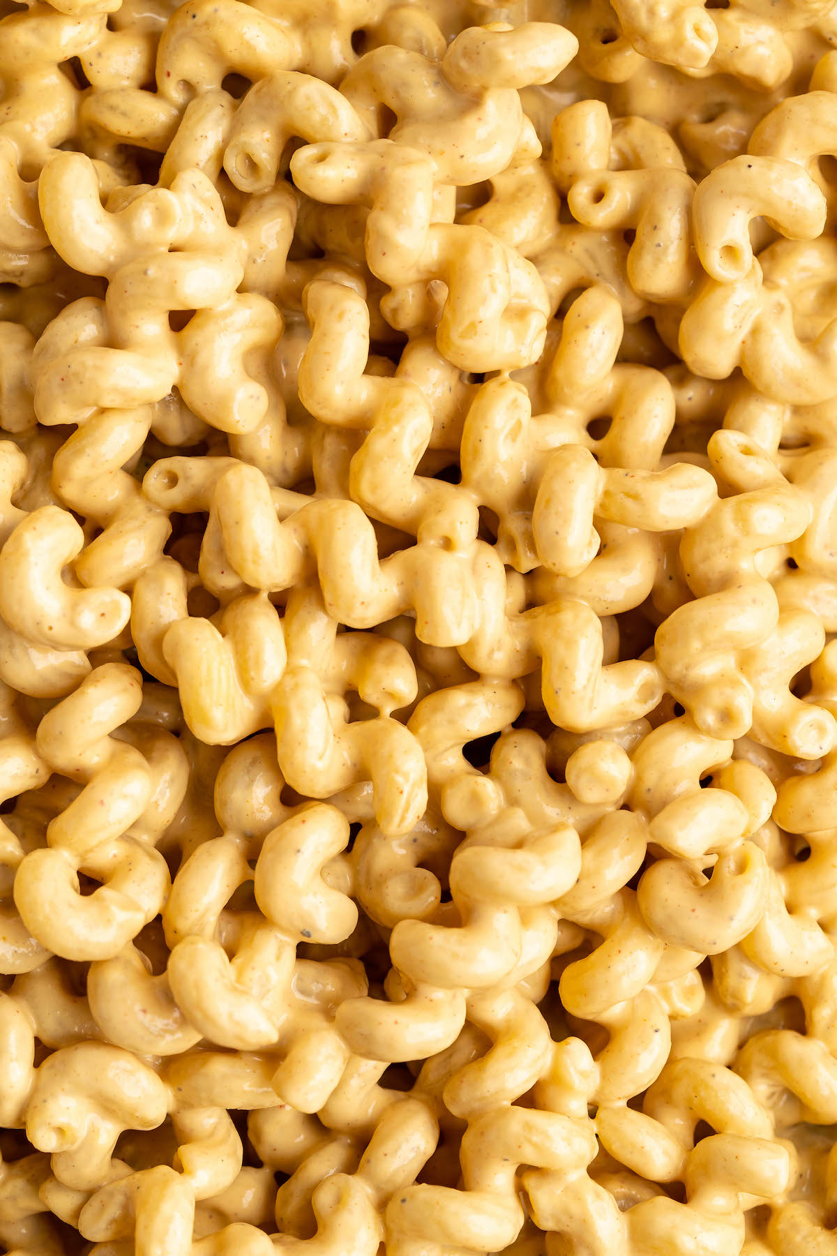 Closeup of creamy vegan mac and cheese