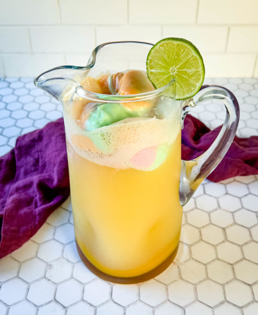 sherbet punch in a glass pitcher