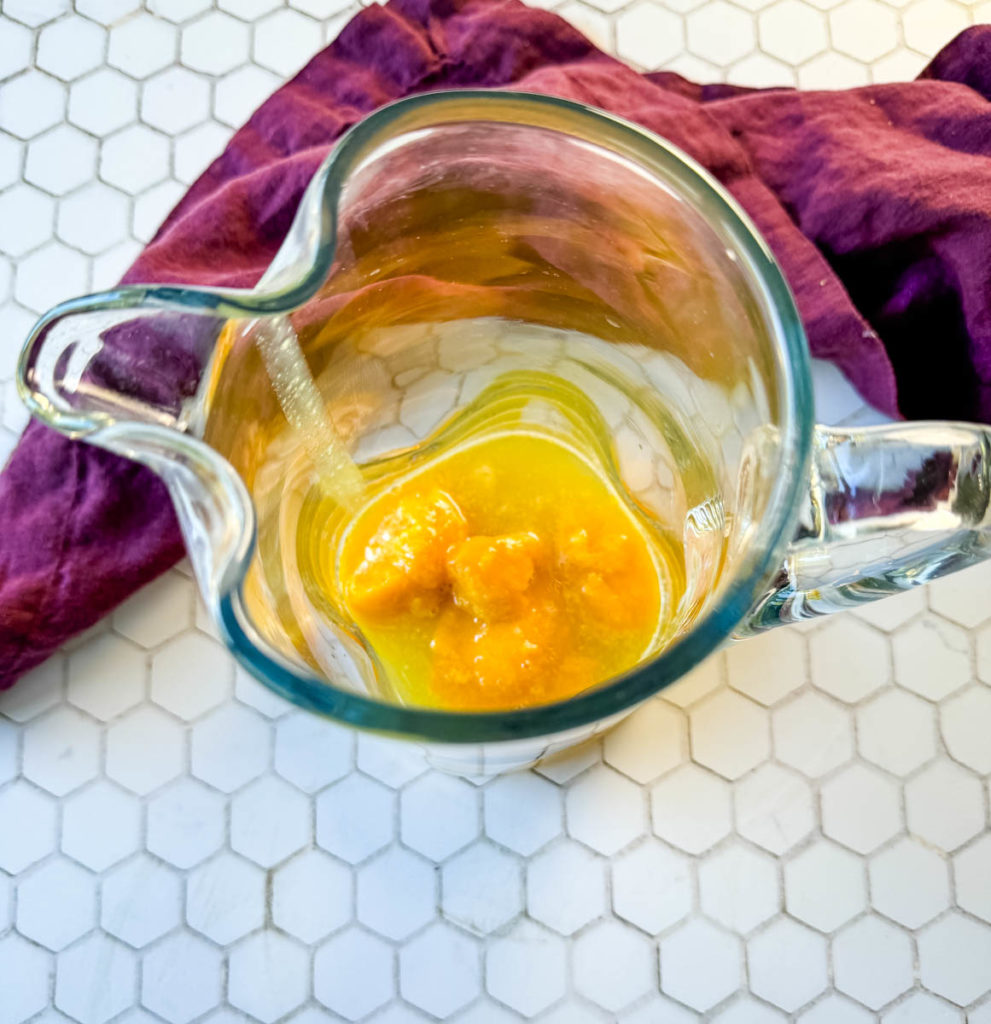 frozen fruit juice in a glass pitcher