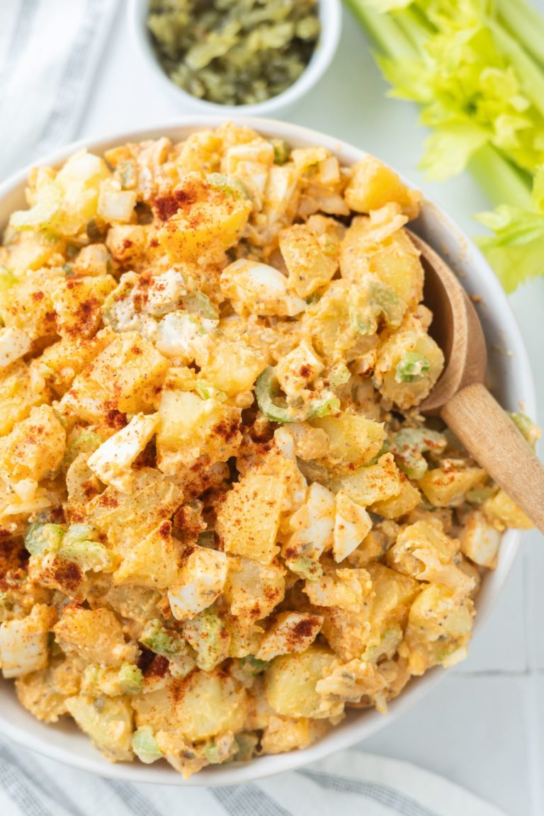 Deliciously prepared Instant Pot Potato Salad in a serving bowl, perfect for a side dish at any meal.