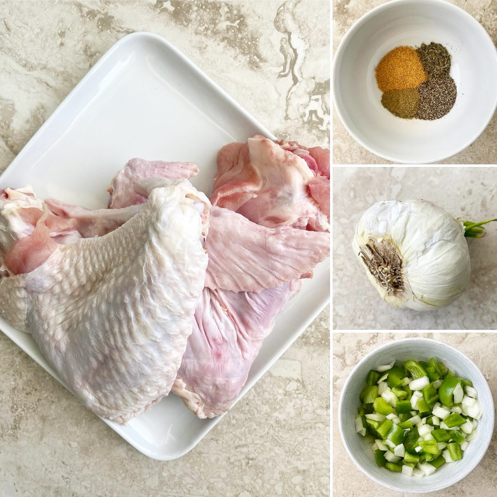 collage of ingredients for oven baked turkey wings