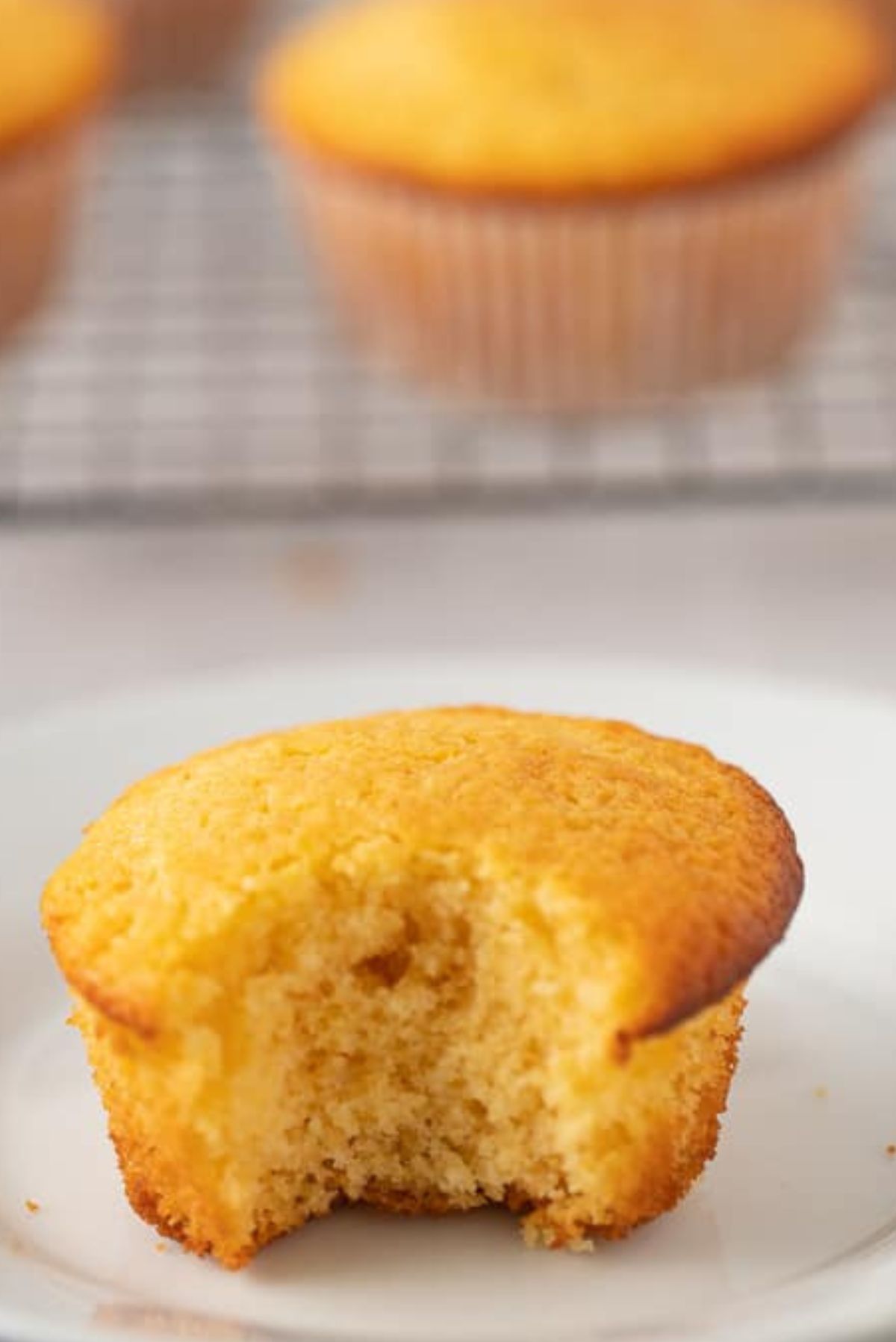 cornbread muffin with bite taken out