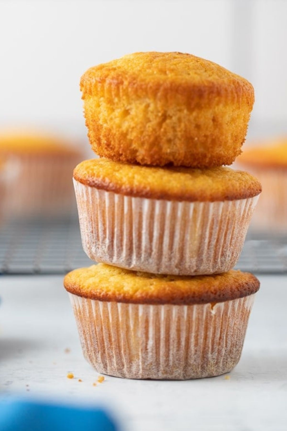 cornbread muffins stacked on each other