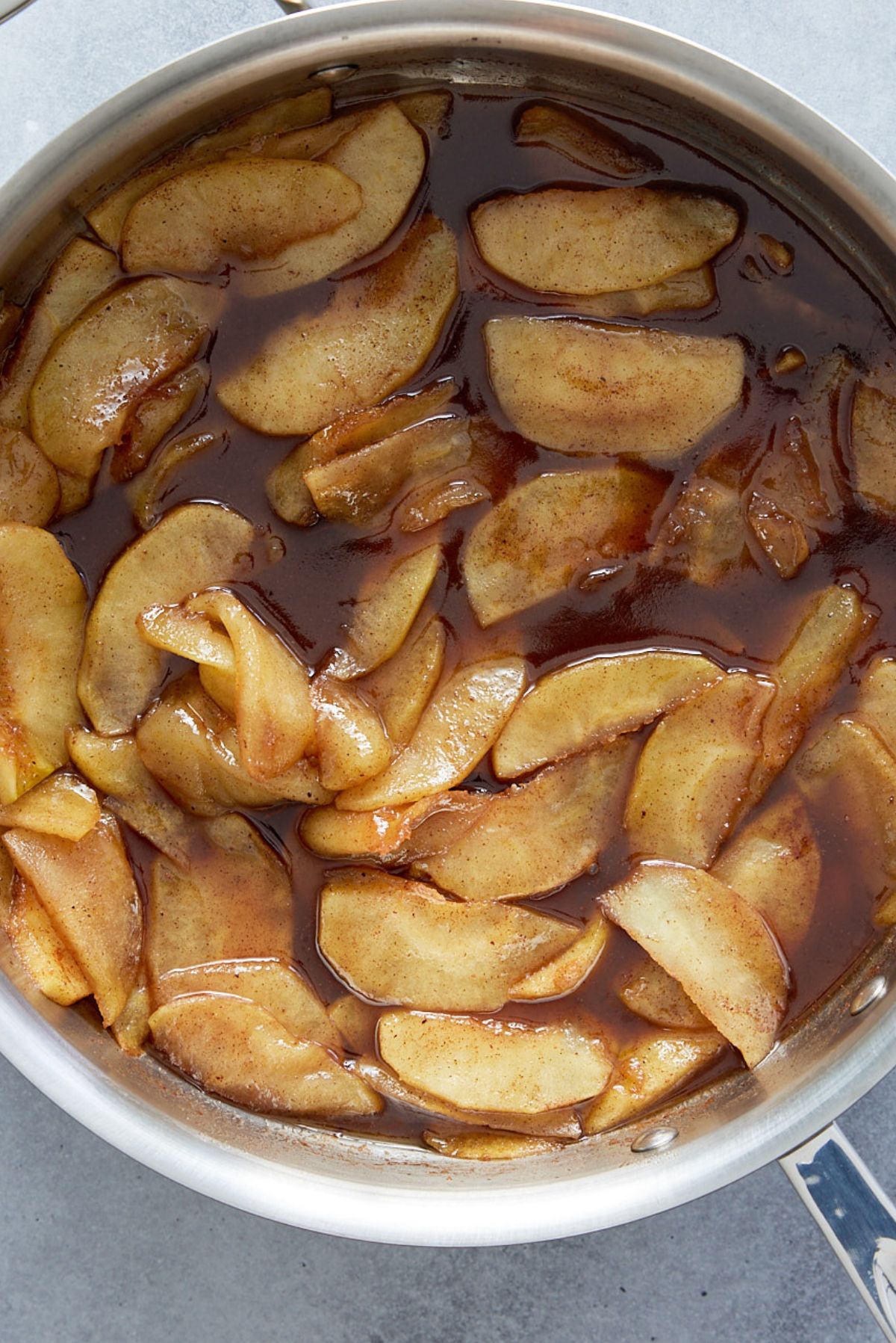 fried apples halfway through cooking