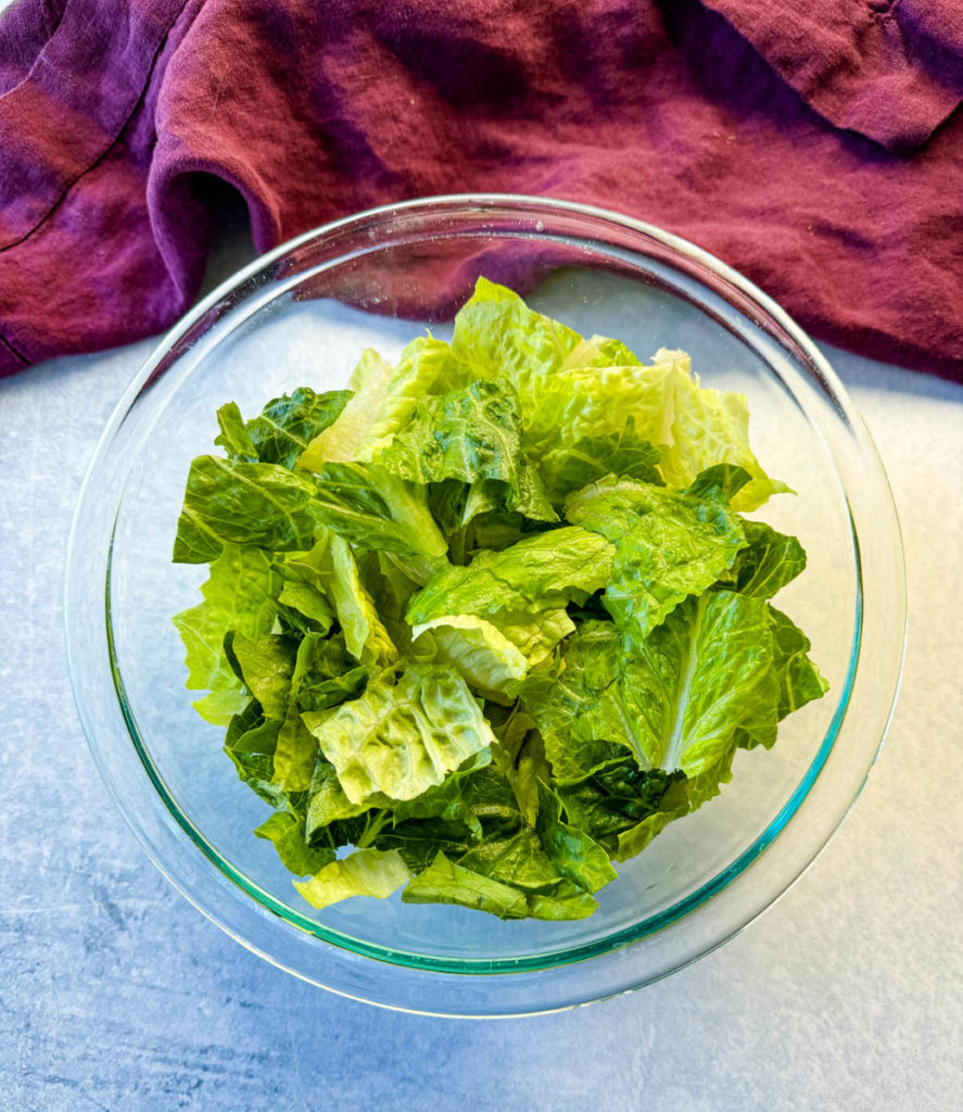 lettuce in a glass bowl