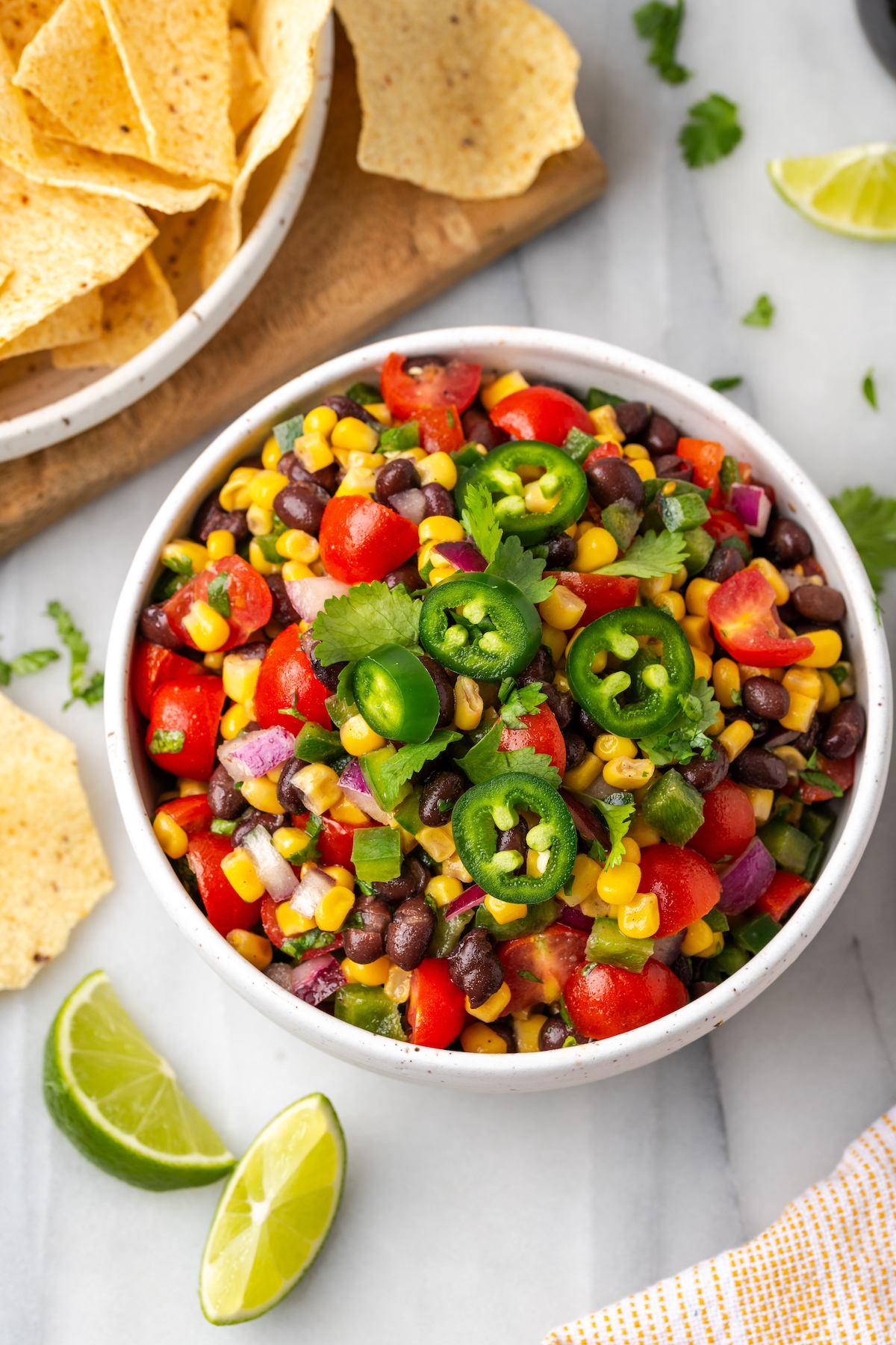 Corn salsa with black beans and tomatoes