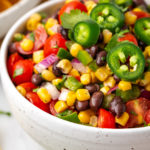 Bowl of corn salsa with black beans