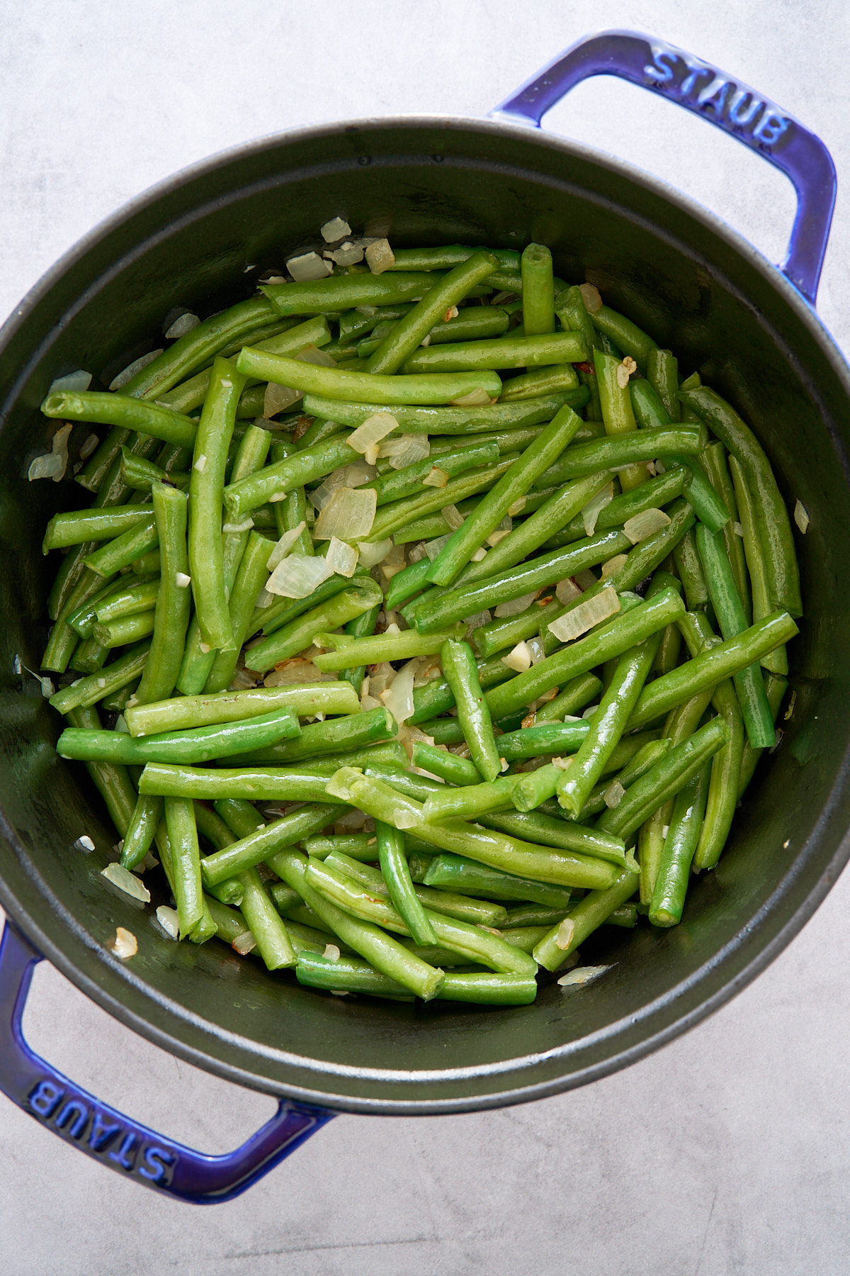 green beans sauteed with onions and garlic and butter
