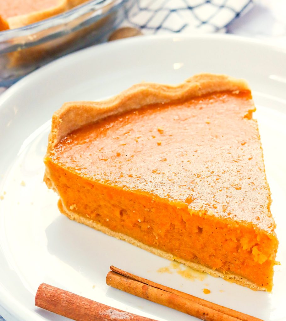 Getting ready to dive into a slice of creamy, silky smooth condensed milk sweet potato pie