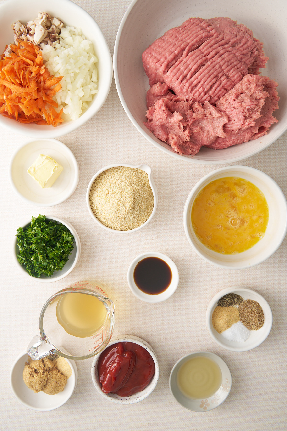 ingredients for ground turkey meatloaf on table