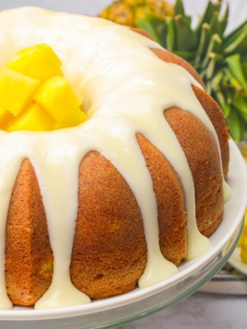 Serving up classic pound cake gone tropical with pineapple and glaze